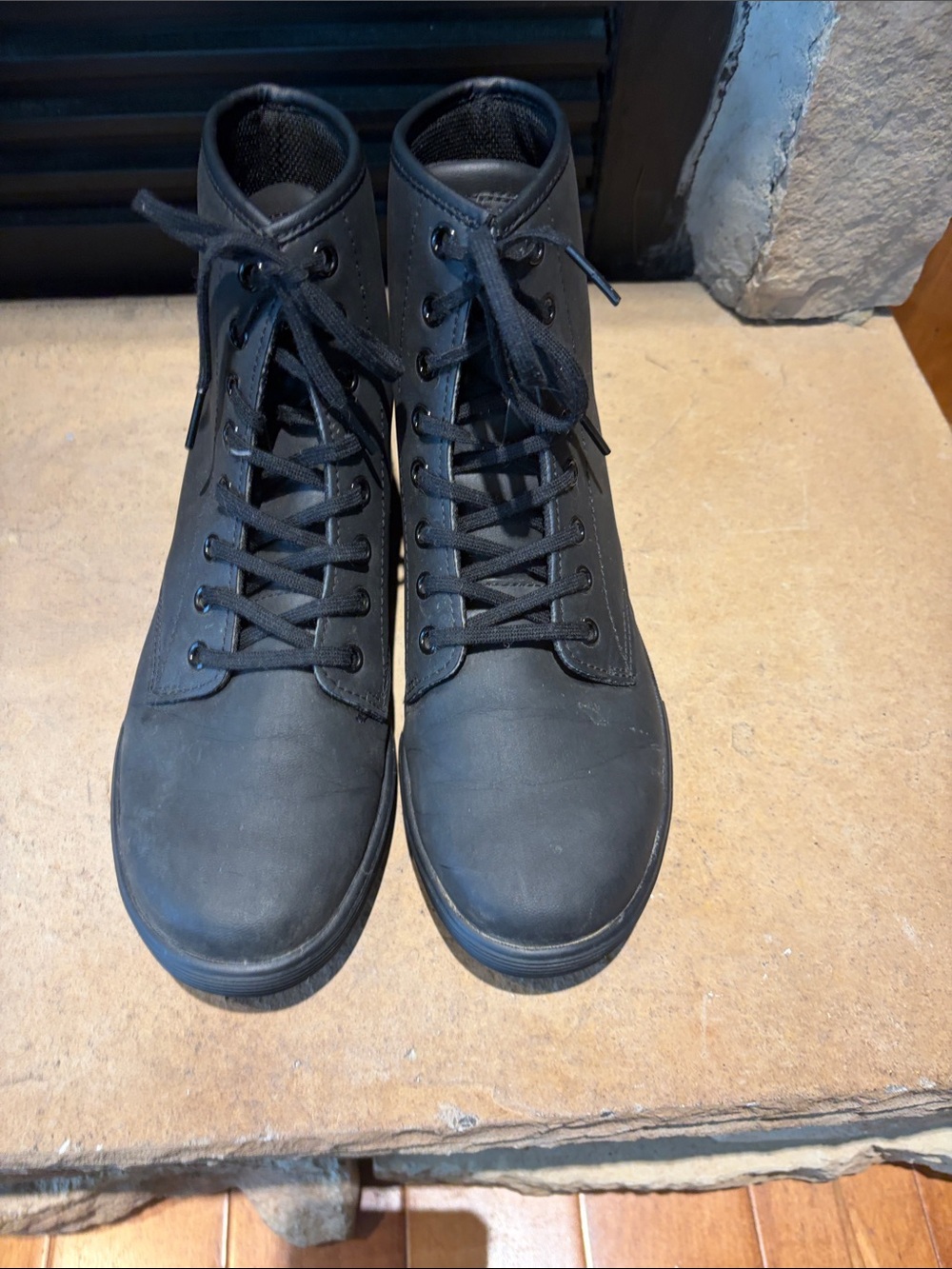 Women’s or Unisex Black High-Top Lace-Up Boots